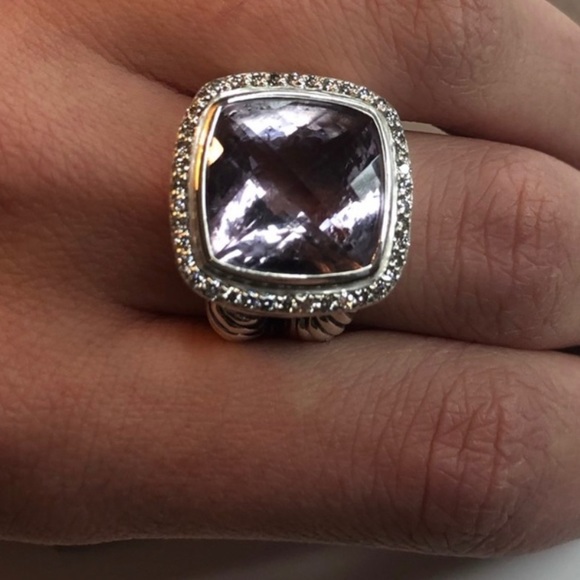 David Yurman 14MM Lavender Amethyst Albion Ring diamonds 925 rare authentic 10.5 - Picture 3 of 16